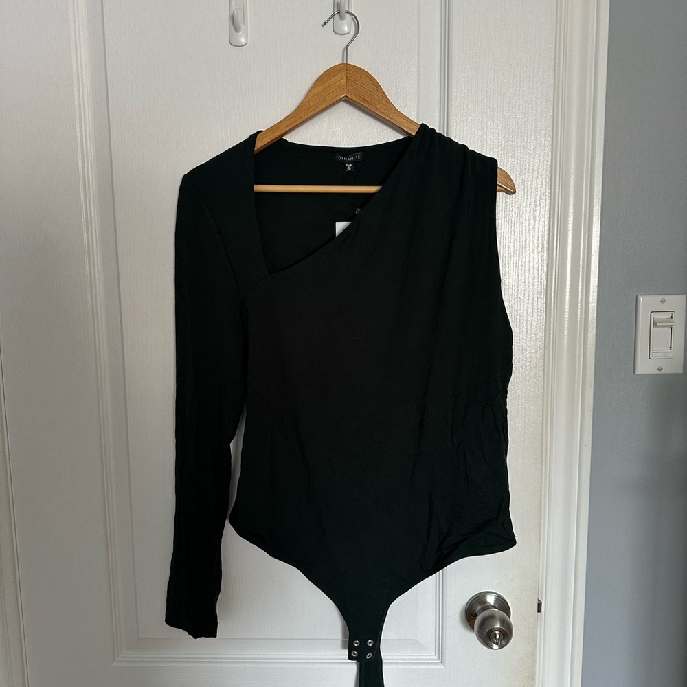Dynamite Emerald Green Asymmetrical Fitted Bodysuit